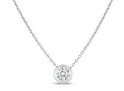 0.19ct Round Diamond Bezel Set Necklace in 18K White Gold, 20"