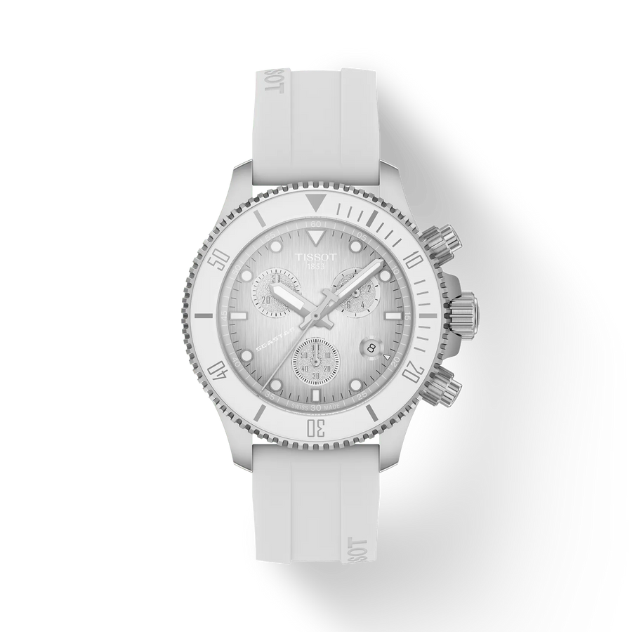 38mm Seastar 1000 Quartz Chronograph Watch with Grey Dial in Stainless Steel, Bracelet