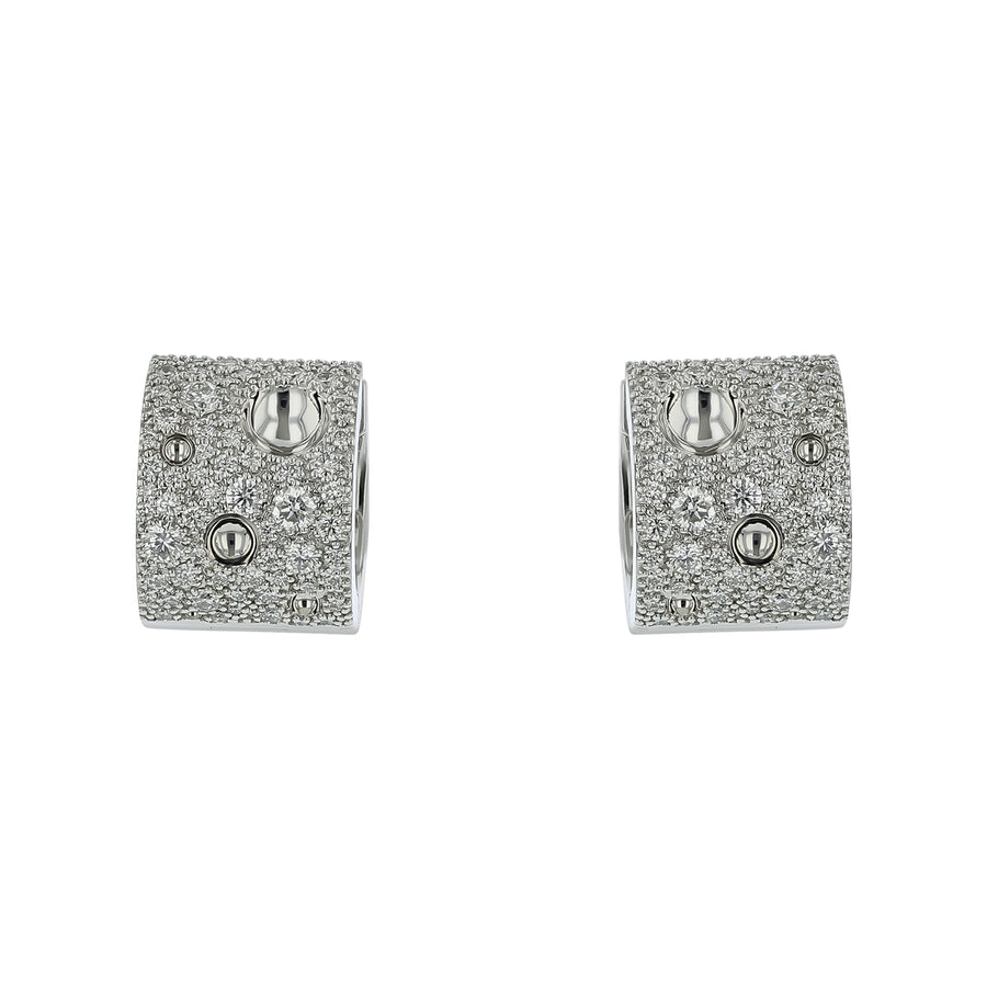 Pois Moi 1.74ct Diamond Huggie Hoop Earrings in 18K White Gold