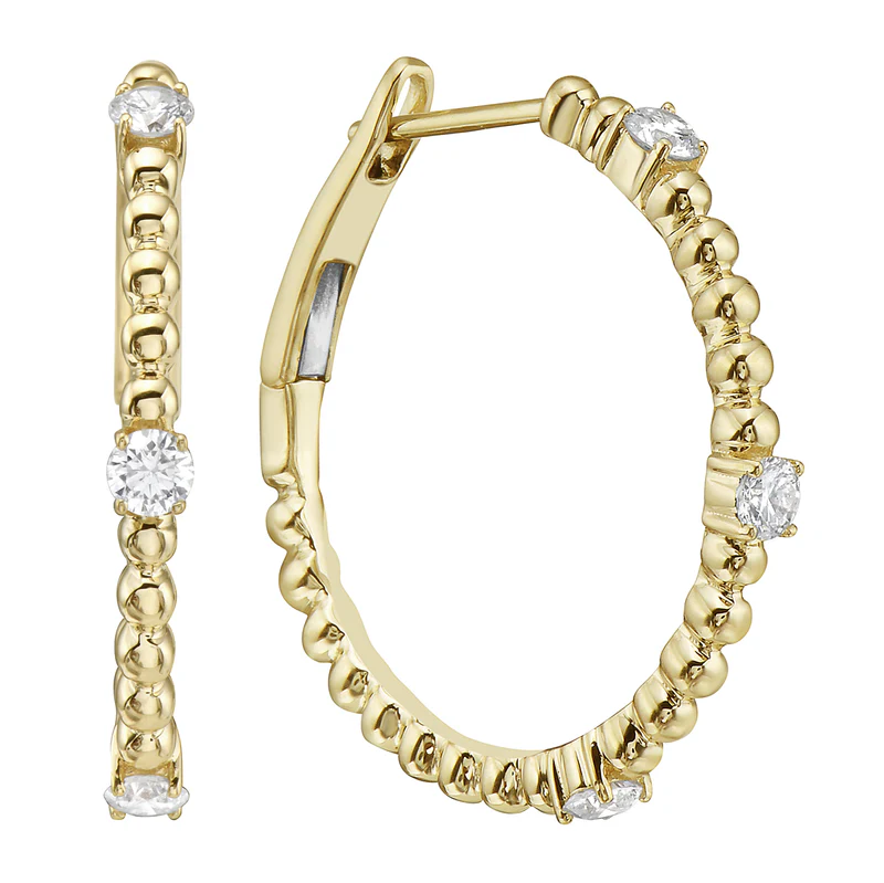 0.53ct Diamond Hoop Earrings in 14K Yellow Gold