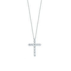 Tiny Treasures 1.44ct Diamond Cross Pendant in 18K White Gold, on 18" chain