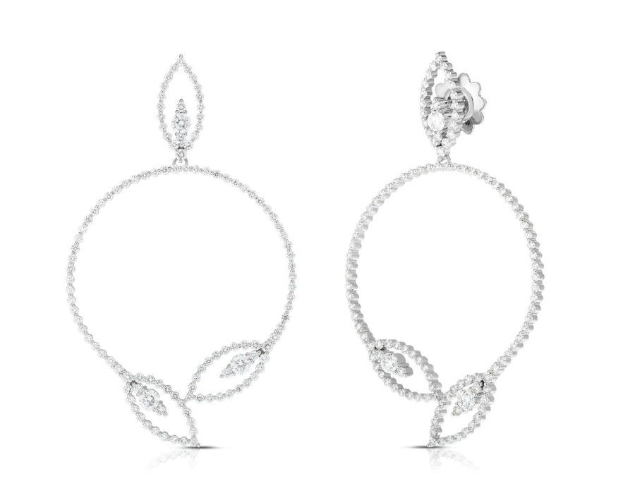 Byzantine Barocco 3.08ct Diamond Drop Earrings in 18K White Gold