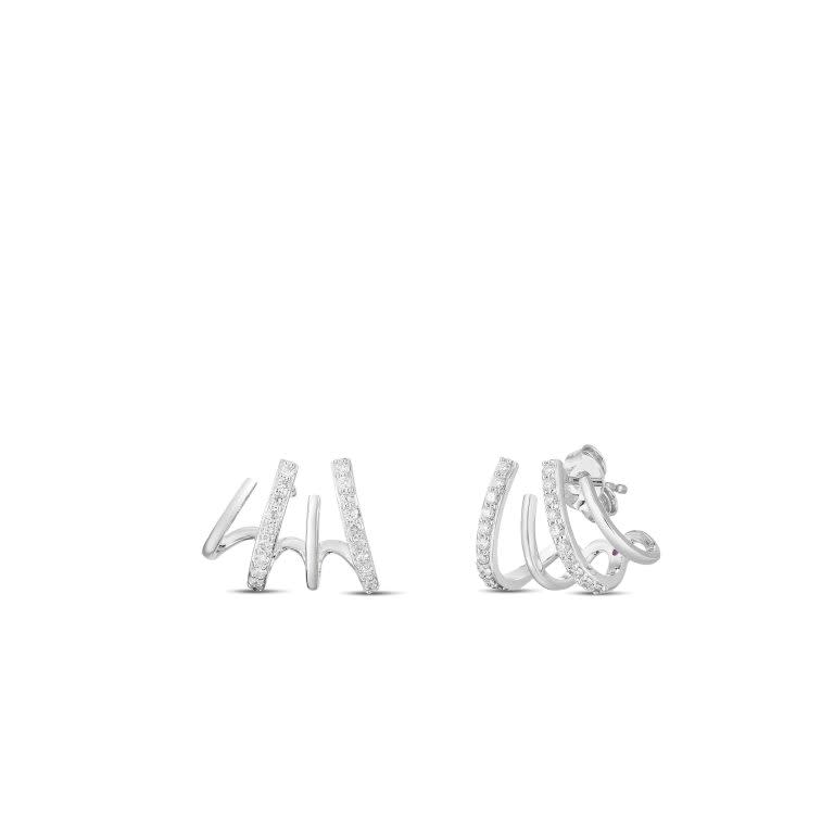 Classic 0.38ct Diamond Climber Hoop Earrings in 18K White Gold