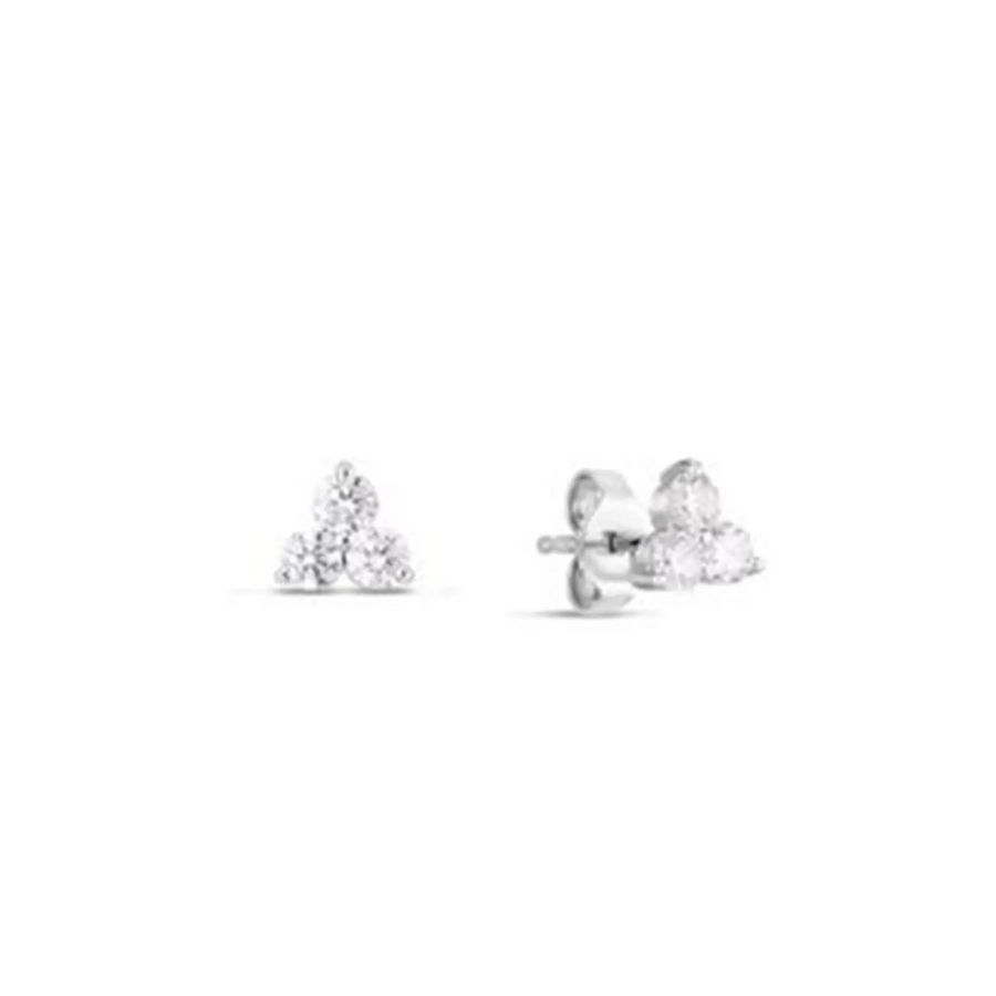 0.55Ct Diamond 3-Stone Cluster Studs in 18K White Gold