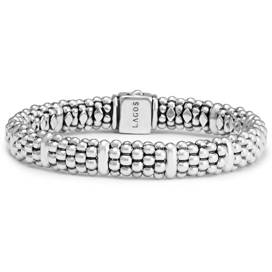 Signature Caviar 9mm Station Bracelet in Sterling Silver, Size 7
