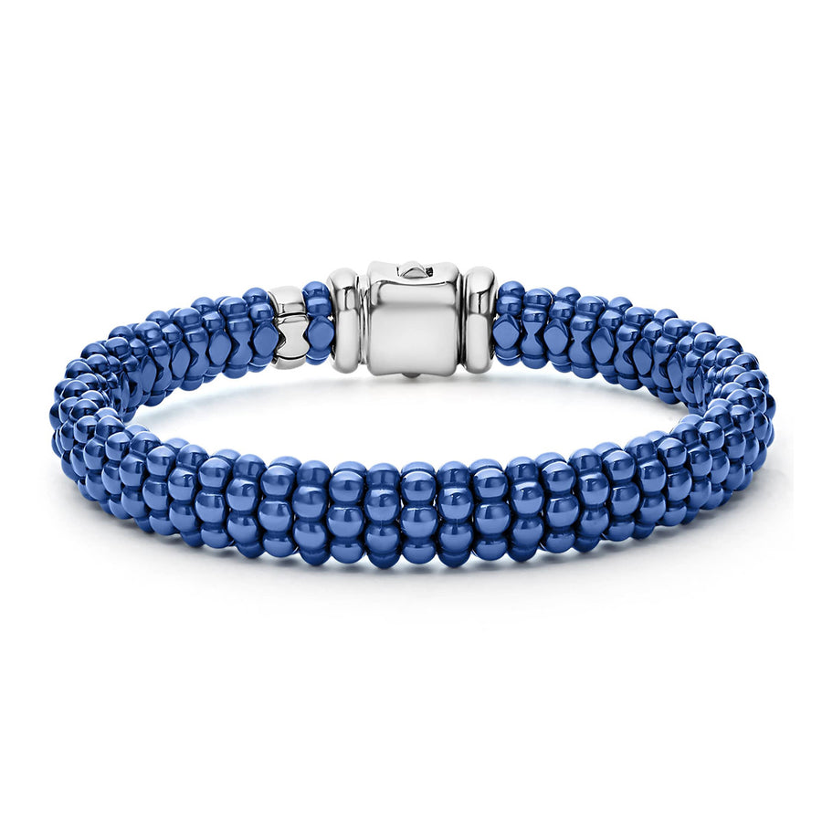 Ultramarine Caviar 9mm Bracelet in Sterling Silver and Ceramic, Size 7