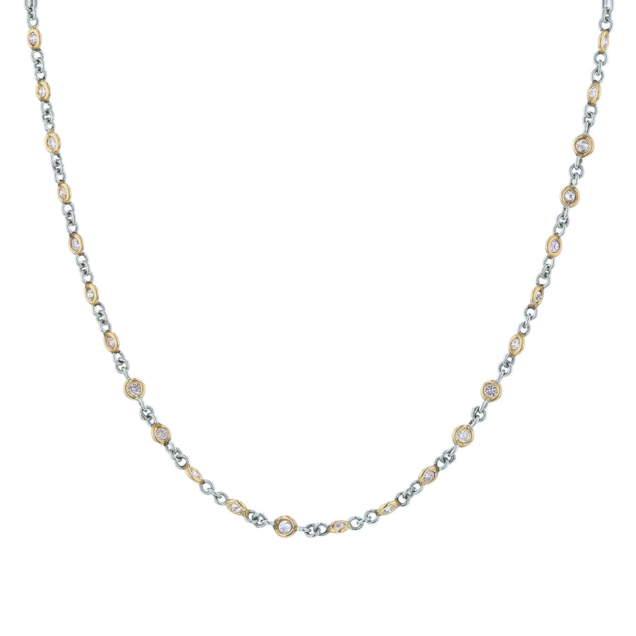 1.07ct Pink Diamond Station Necklace in Platinum and 18K Rose Gold, 16"