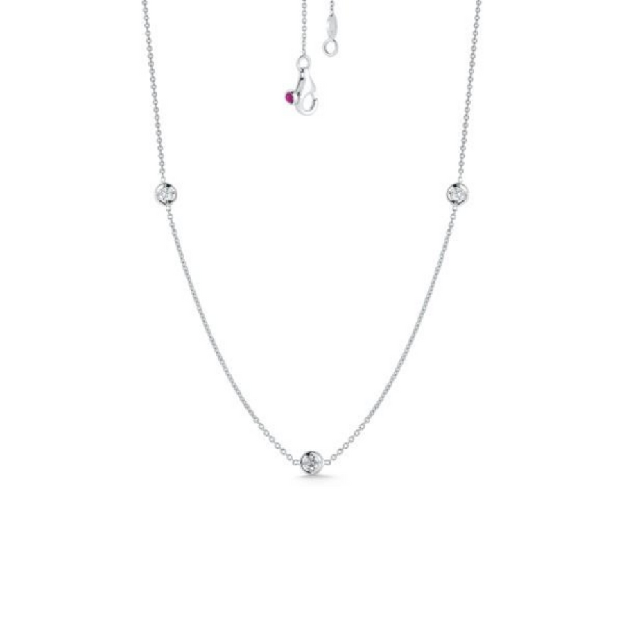 Diamonds by the Inch 0.15Ct Diamond Station Necklace in 18K White Gold, 18" chain
