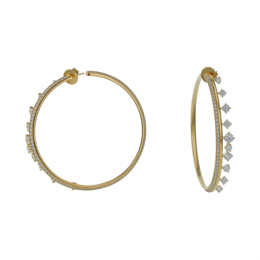 Barre 6.45-6.89ct Diamond Hoop Earrings in 18K Yellow Gold