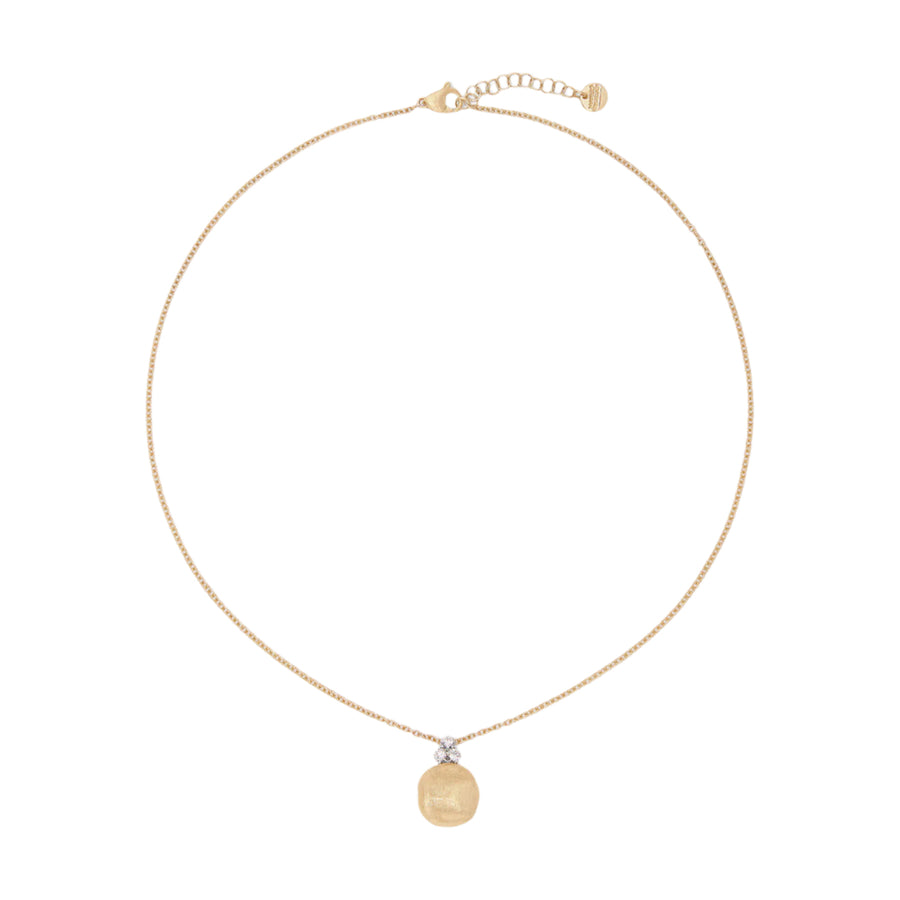 Africa 0.22ct Diamond Ball Necklace in 18K Yellow and White Gold, 16.5" chain