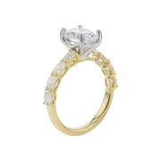 Grand Aire Petite 0.80ct Diamond Ring Semi Mount in 18K Yellow Gold and Platinum for 2.00ct Oval Center, size 6