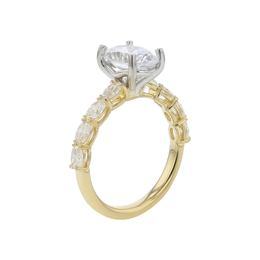Grand Aire Petite 0.80ct Diamond Ring Semi Mount in 18K Yellow Gold and Platinum for 2.00ct Oval Center, size 6