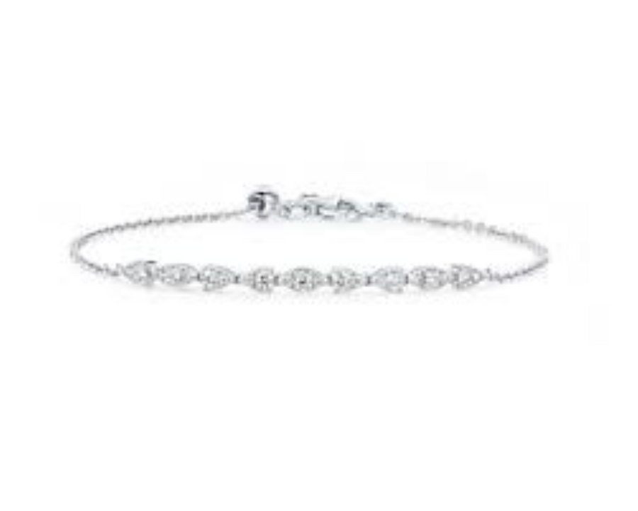 Aerial 0.40-0.46ct Diamond Dewdrop Bracelet in 18K White Gold, 7in