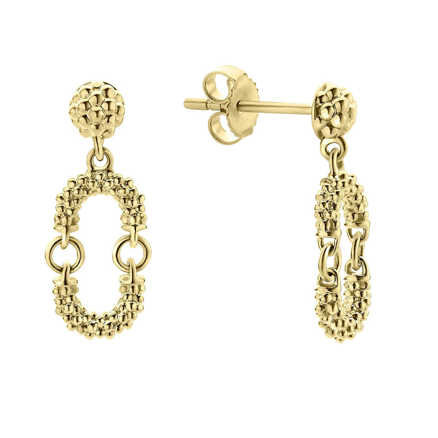 Signature Caviar Drop Earrings in 18K Yellow Gold