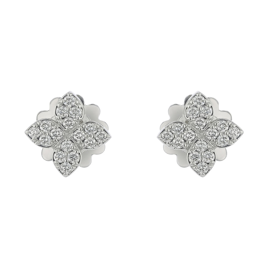Venetian Princess 0.38ct Diamond Flower Studs Earrings in 18K White Gold