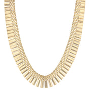 Retro Brick Mesh Top Necklace with Rectangle Concave Tapered Bottom and Hidden Clasp in 18K Rose Gold, 17"