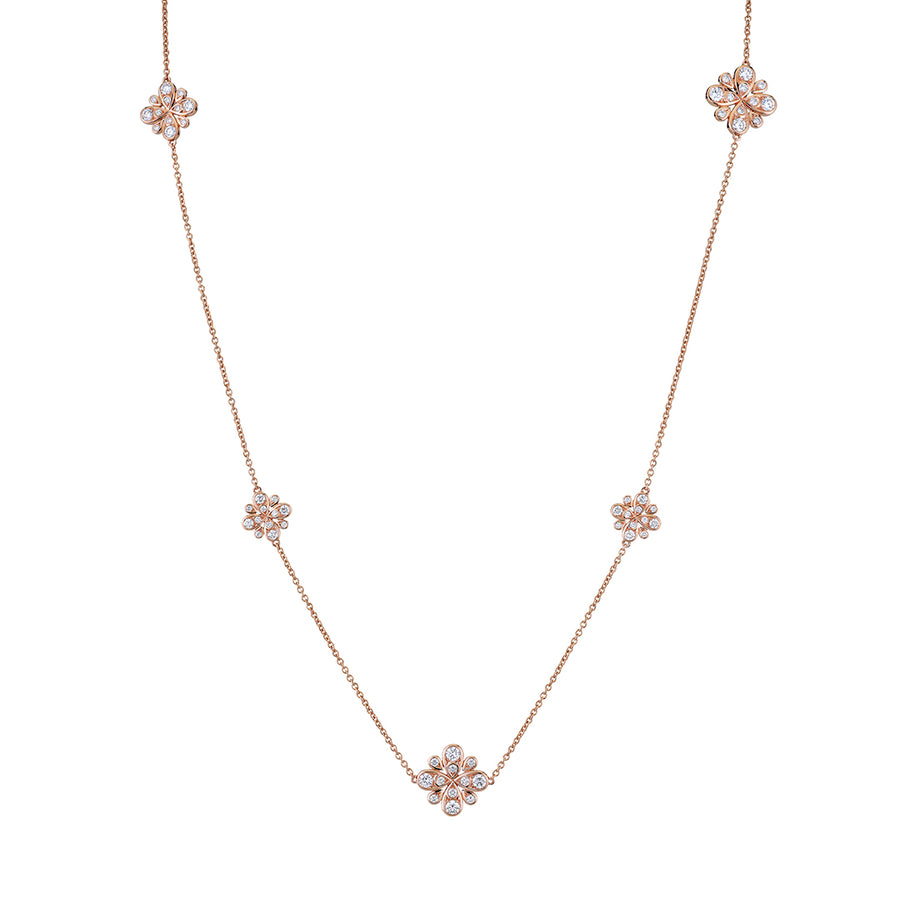 Scallop Jubilee 1.55ct Diamond Station Necklace in 18K Rose Gold, 19"