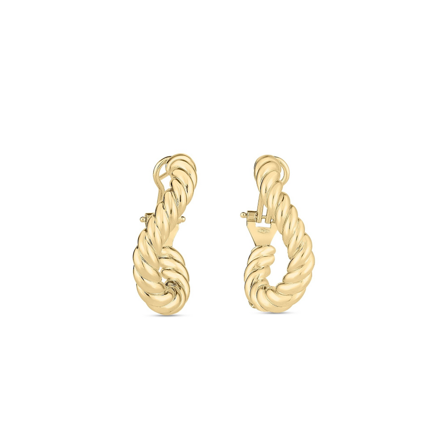 Classic Oro Twisted Hoop Earrings in 18K Yellow Gold