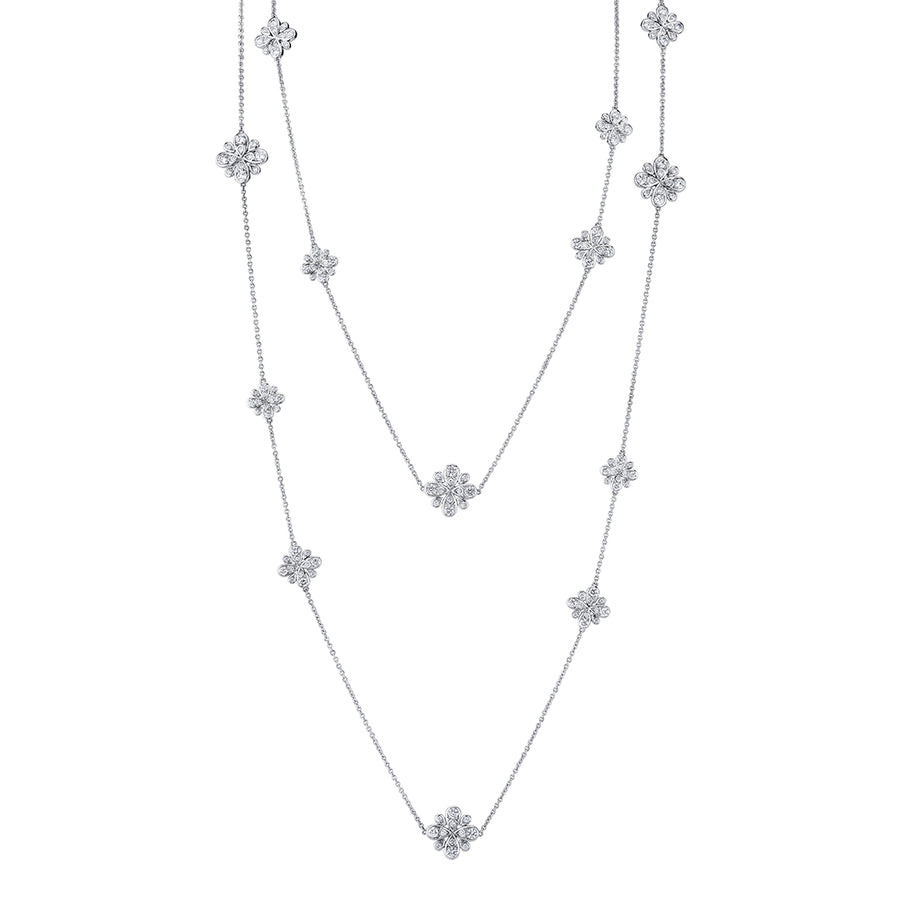 Scallop Jubilee 4.72ct Diamond Necklace in 18K White Gold, 47"