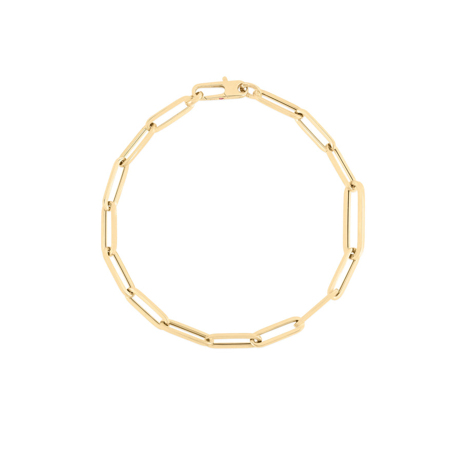 Alternating Paperclip Link Chain Bracelet in 18K Yellow Gold, 7in