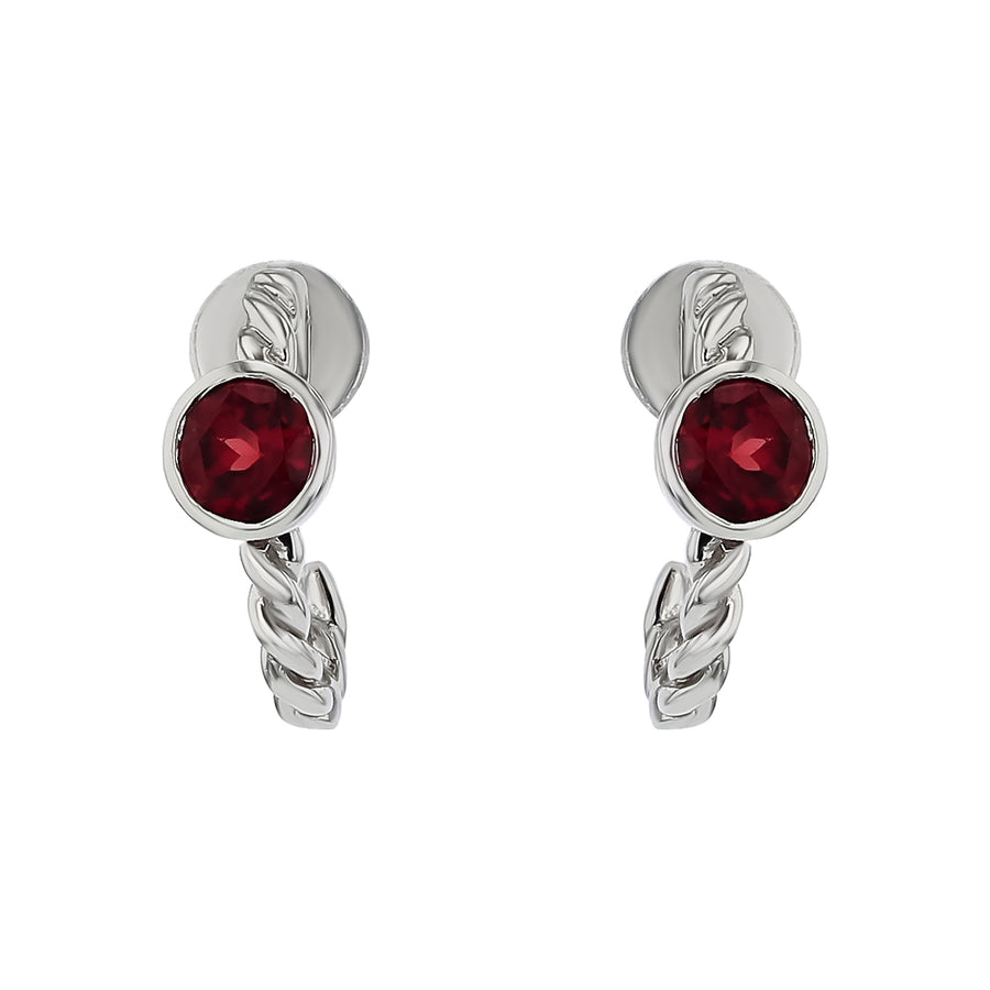 Stackable  0.67ct Garnet Huggie Earrings in 14K White Gold