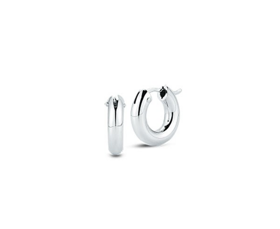 Perfect Huggie 15mm Round Hoop Earrings in 18K White Gold