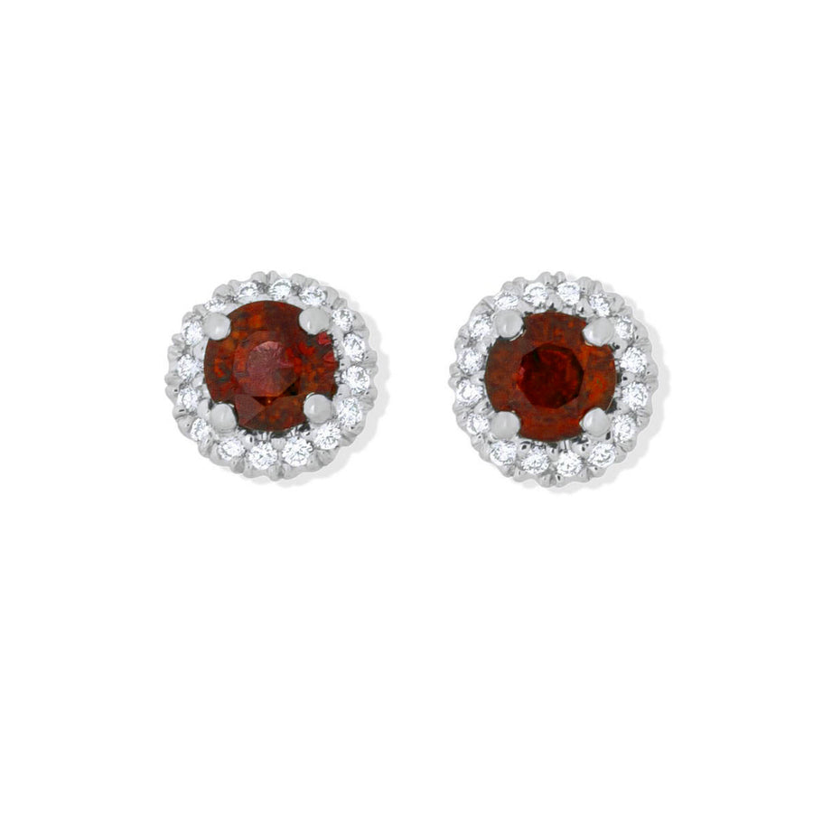1.28ct Ruby (Heated) and 0.14ct Diamond Halo Earrings in Platinum with 18K White Gold Fiction Backs