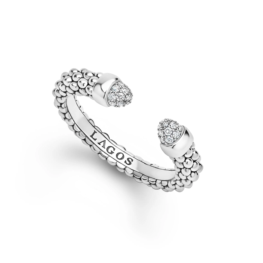 Signature Caviar 0.05ct Diamond Versa Stacking Ring in Sterling Silver, size 7