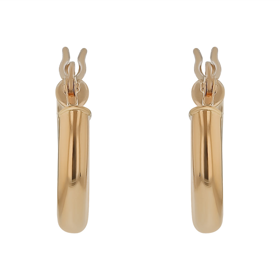 Round Tube Polished Hoop Earrings in 14K Yellow Gold