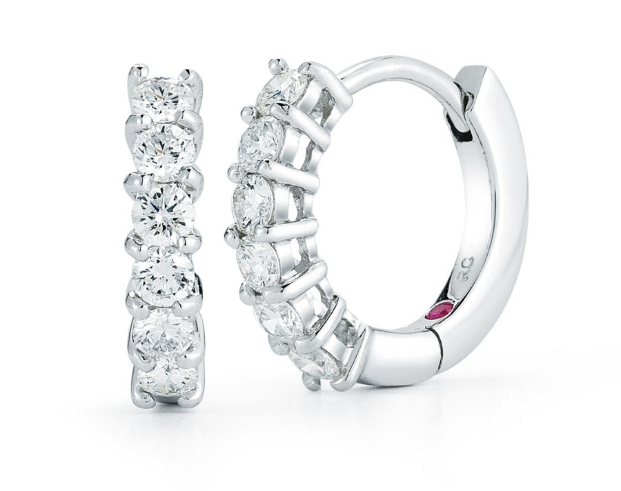 0.70Ct Diamond Huggie Hoops in 18K White Gold