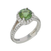 1.77ct Round Tourmaline and 0.63ct Diamond Halo Ring in Platinum, Size 6