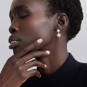 Luna Fleur Pearl Drop Earrings in Sterling Silver