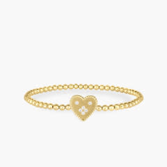 Venetian Princess 0.08Ct Diamond Heart Bracelet in 18K Yellow Gold