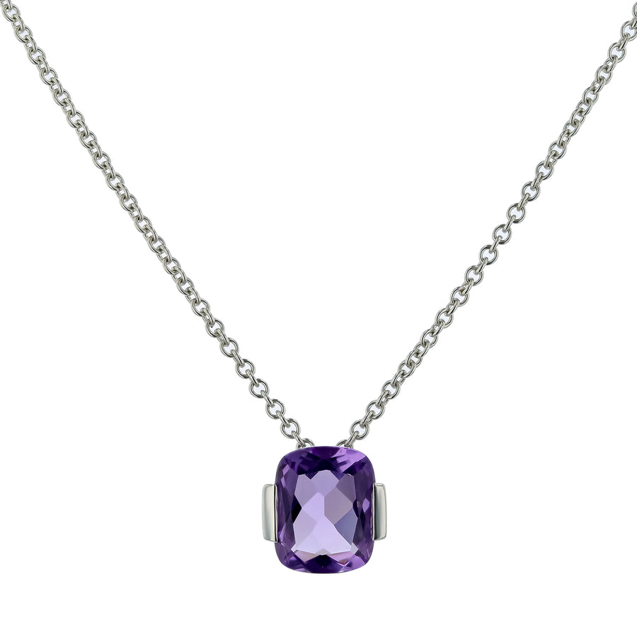 2.59ct Amethyst Pendant in 14K White Gold, 18" chain