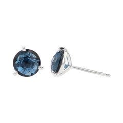 2.82ct London Blue Topaz Martini 3 Prong Stud Earrings in 14K White Gold