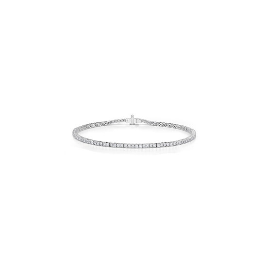 Classic 1.41-1.48ct Diamond 4-Prong Tennis Bracelet in 18K White Gold, 7"