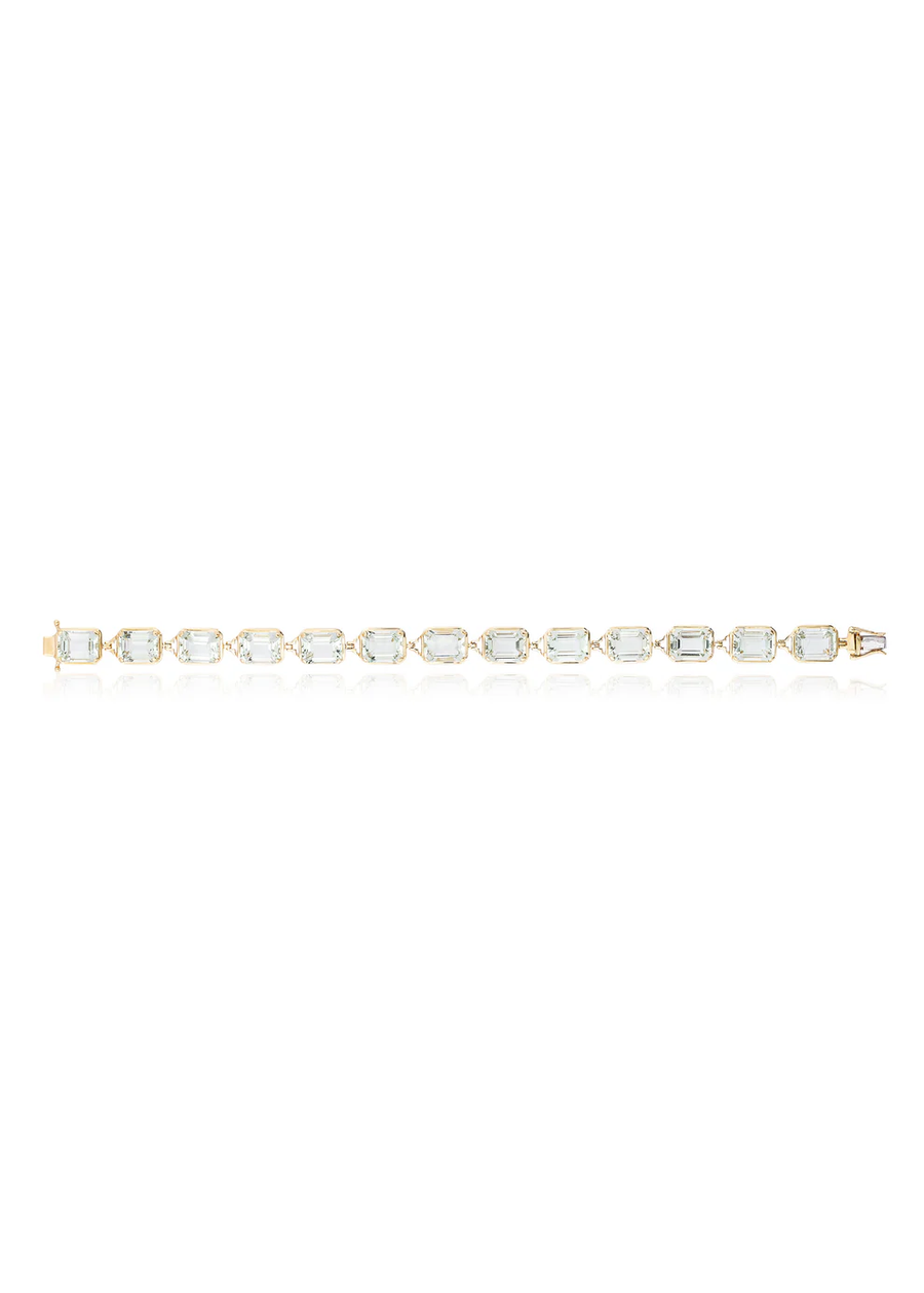 Gossip 29.53ct Emerald-Cut Prasiolite Tennis Bracelet in 18K Yellow Gold