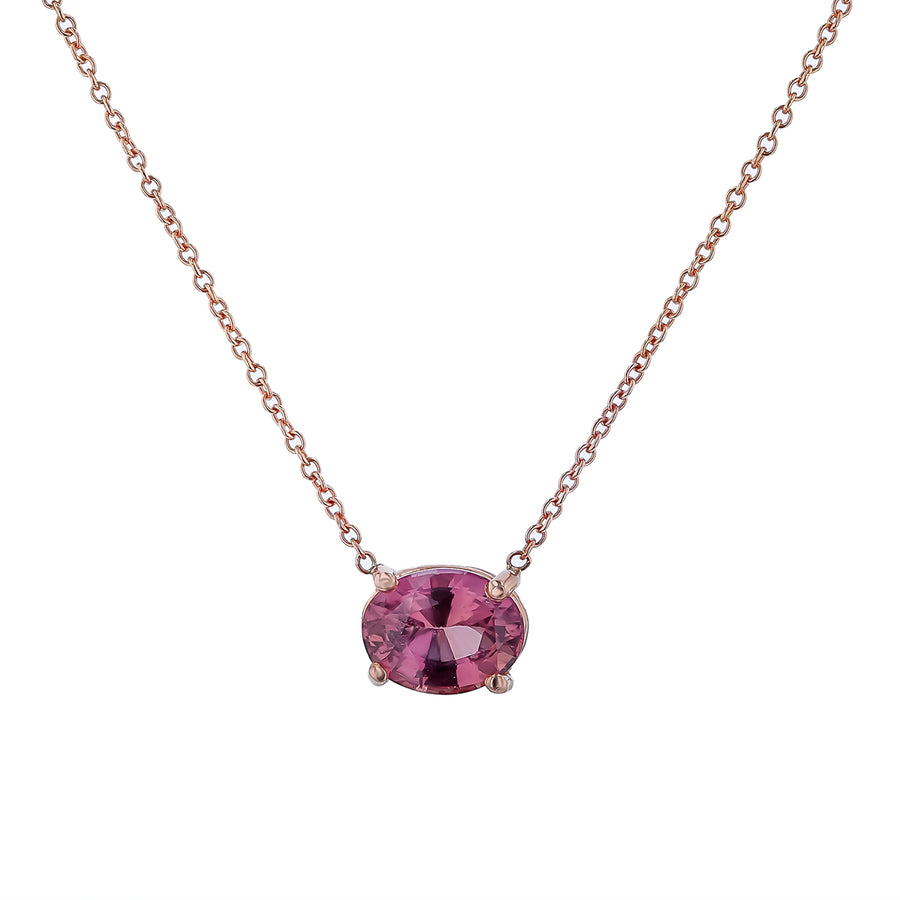 1.66ct Oval Pink Sapphire Pendant in 14K Rose Gold, on 18in Chain