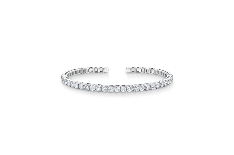 3.63-4.00ct Diamond Open Flex Bangle in 18K White Gold