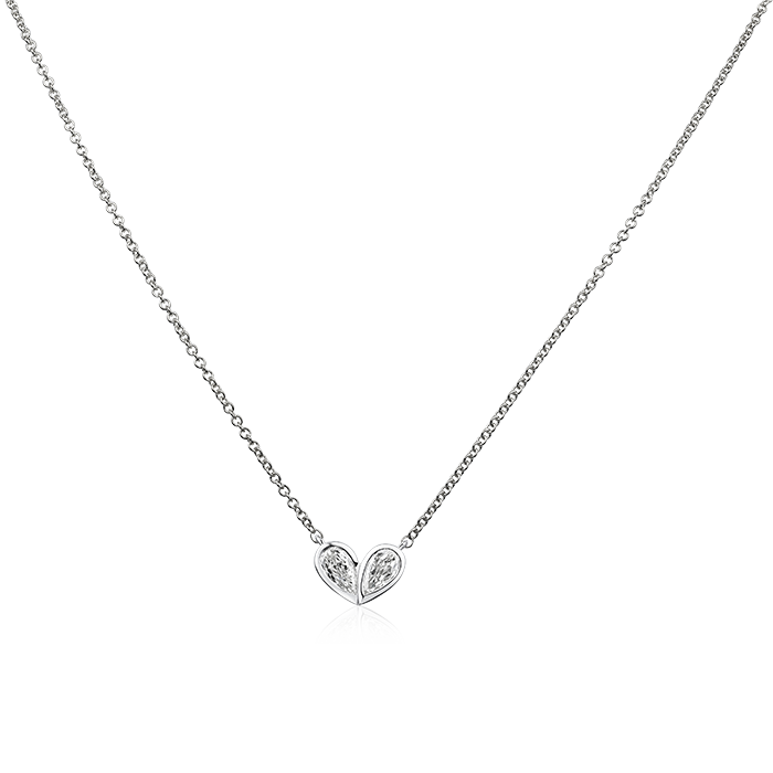 Love Luxe 0.51ct Crisscut Pear Shape Diamond Heart Necklace in 14K White Gold, 18"