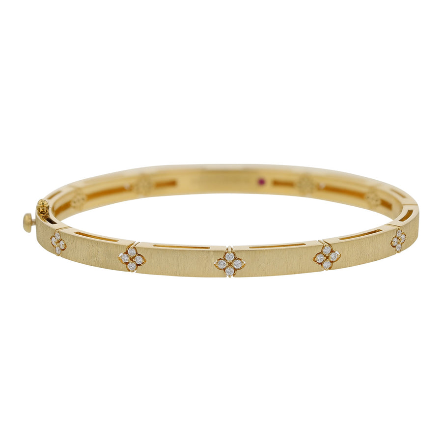 Love in Verona 0.15Ct Diamond Satin Bangle Bracelet in 18K Yellow Gold