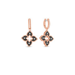 Petite Venetian Princess 0.23ct White Round Diamonds and 0.60ct Black Round Diamonds Drop Earrings in 18K Rose Gold
