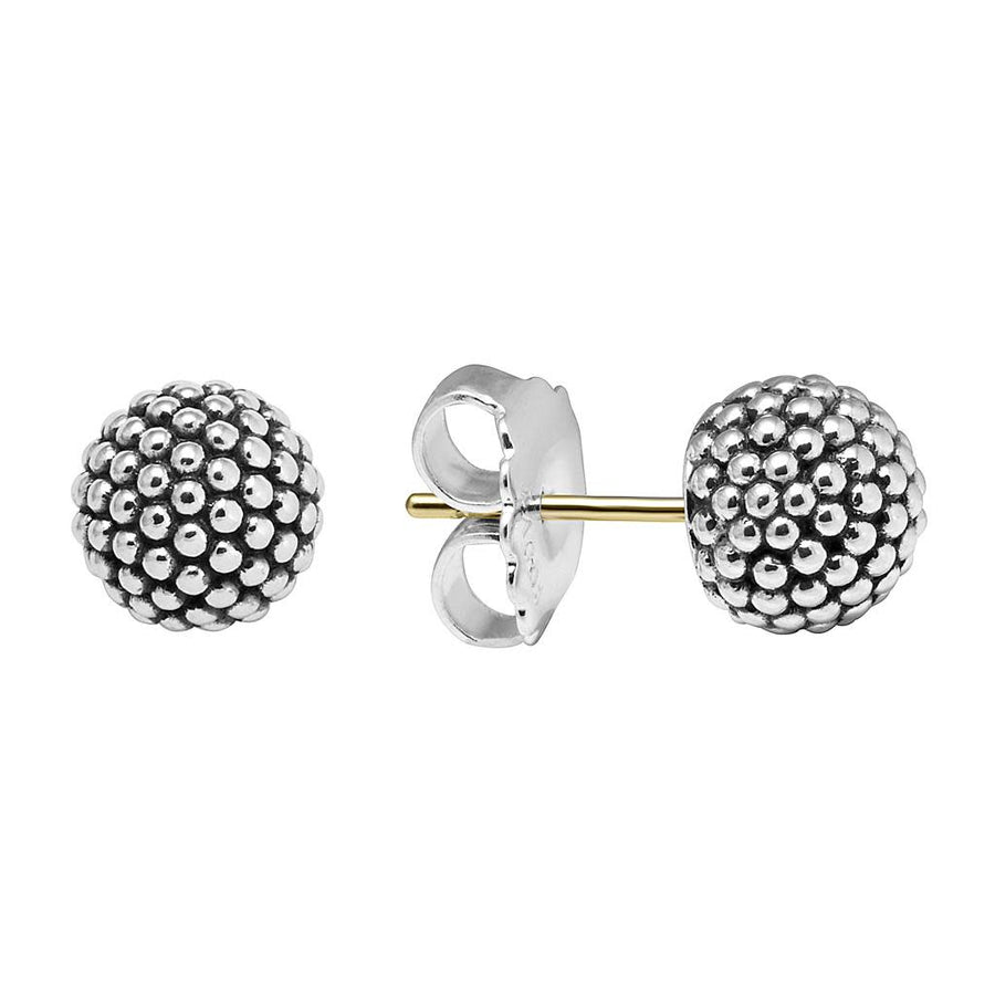 Signature Caviar Beaded Stud Earrings in Sterling Silver