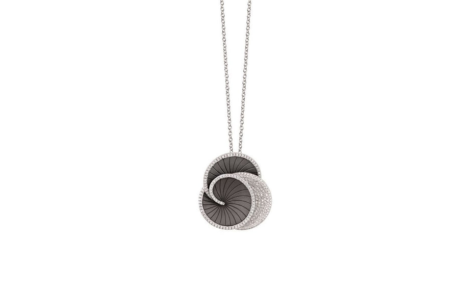 Hypnose 0.44ct Diamond Galaxy Pendant in Black Lava Gold, 18" chain