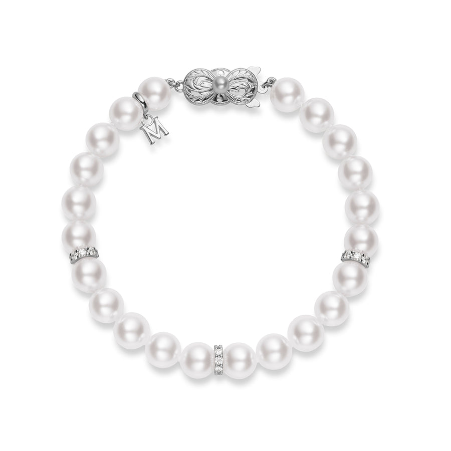 Akoya Cultured Pearl and Diamond Bracelet