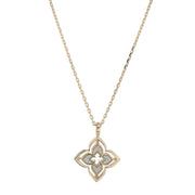 Venetian Princess Flower 0.15ct Diamond and 1.35ct Mother of Pearl Necklace in 18K Rose Gold, 17" chain