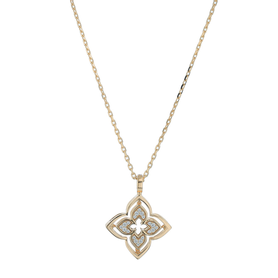 Venetian Princess Flower 0.15ct Diamond and 1.35ct Mother of Pearl Necklace in 18K Rose Gold, 17" chain