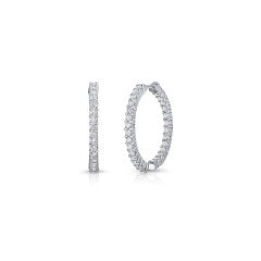 1.53Ct Diamond 25mm Small Hoop Earrings in 18K White Gold