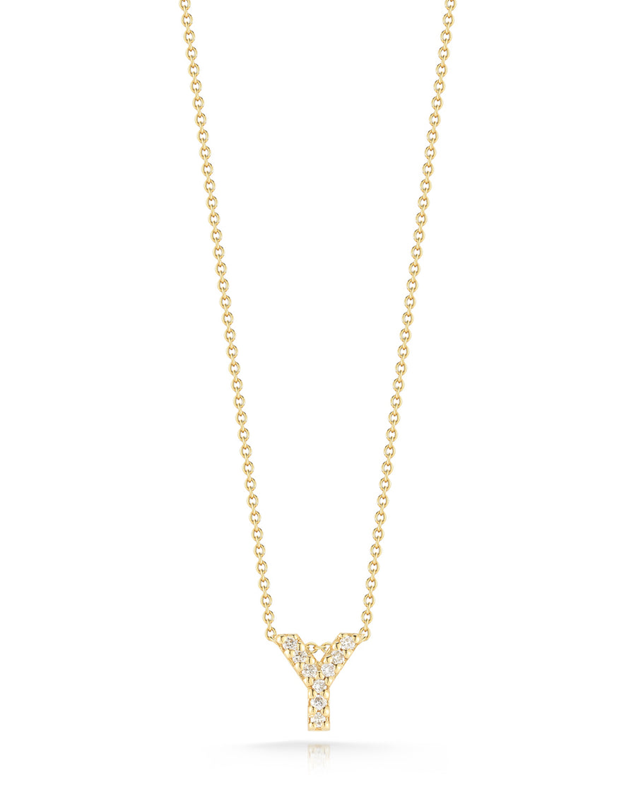 Love Letter "Y" 0.04Ct Diamond Pendant on Chain in 18K Yellow Gold, 18in