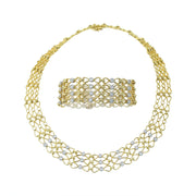 Tiffany & Co 3.82ct Round Diamond Necklace and Bracelet Set in 18K Yellow Gold and Platinum, 16" and 7"